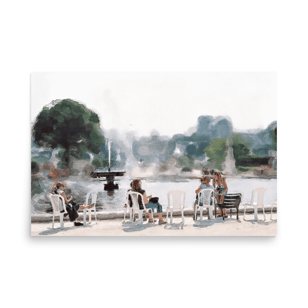 Le Jardin des Tuileries Hot June watercolor Paris garden wall art- Barulins.shop
