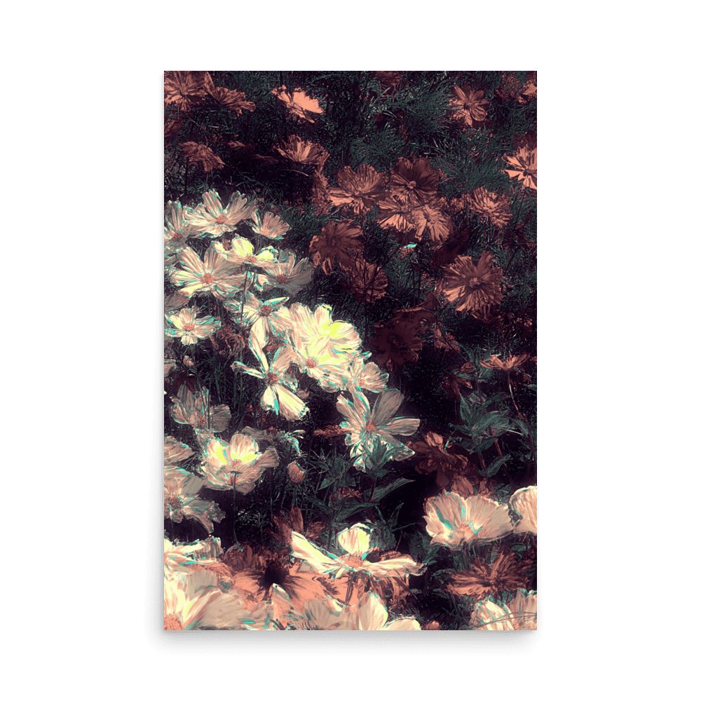 Flowers in the Park floral glitch art colorful wall art - Barulins.shop