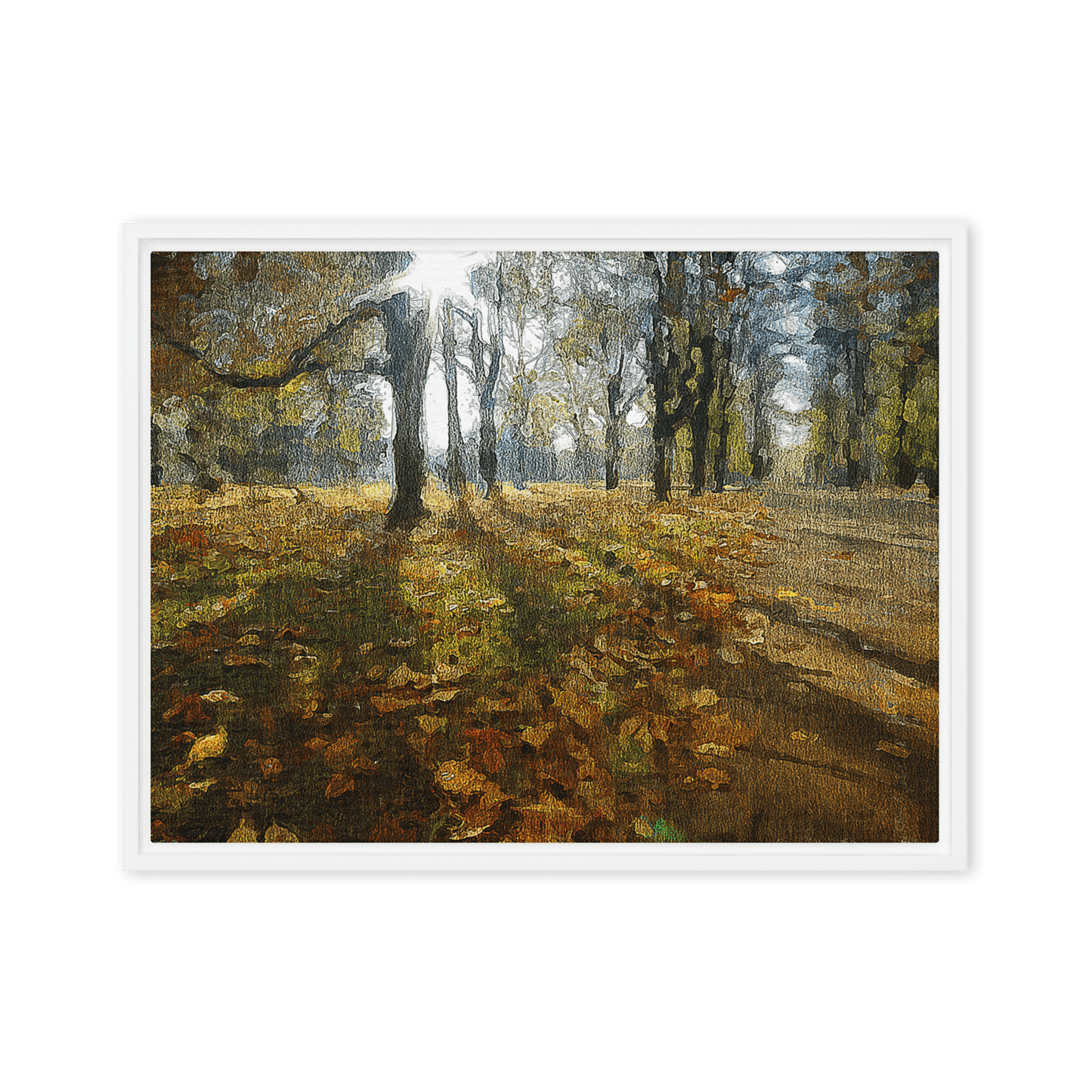 A Sunny Fall Day in the Park autumn landscape warm tones wall art- Barulins.shop