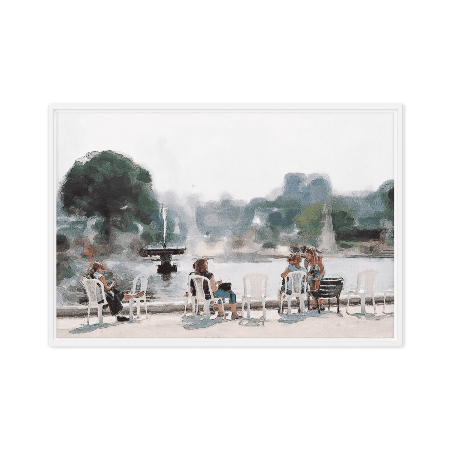 Le Jardin des Tuileries Hot June watercolor Paris garden wall art- Barulins.shop