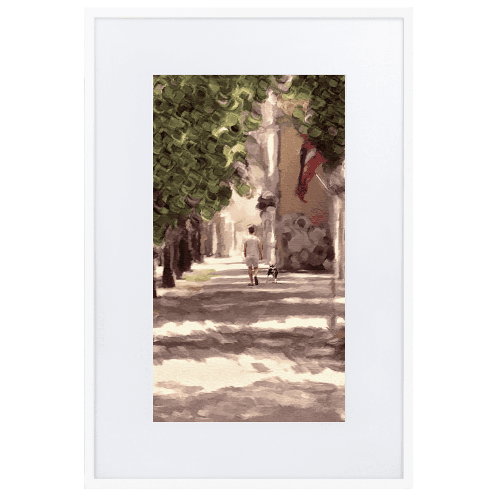 Man with a Dog impressionist summer green wall art- Barulins.shop