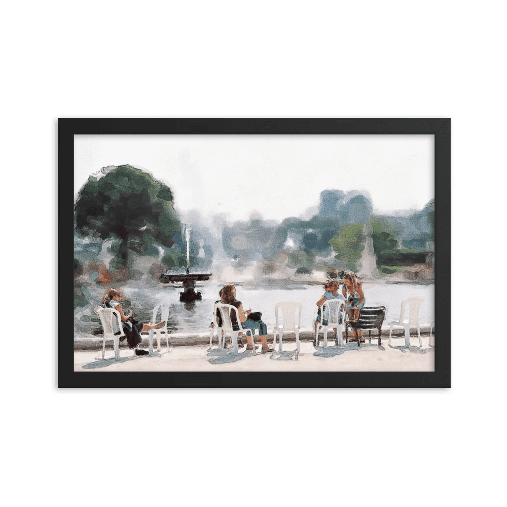 Le Jardin des Tuileries Hot June watercolor Paris garden wall art- Barulins.shop
