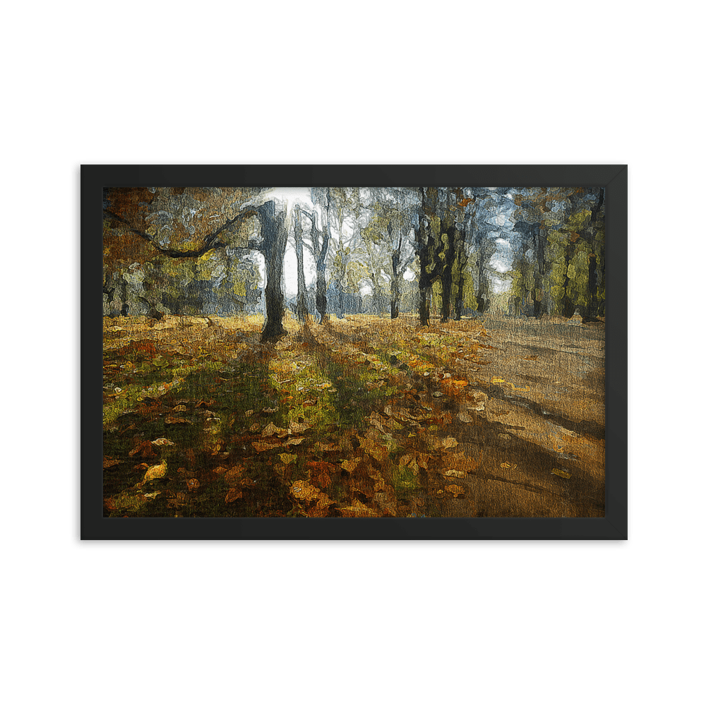 A Sunny Fall Day in the Park autumn landscape warm tones wall art- Barulins.shop