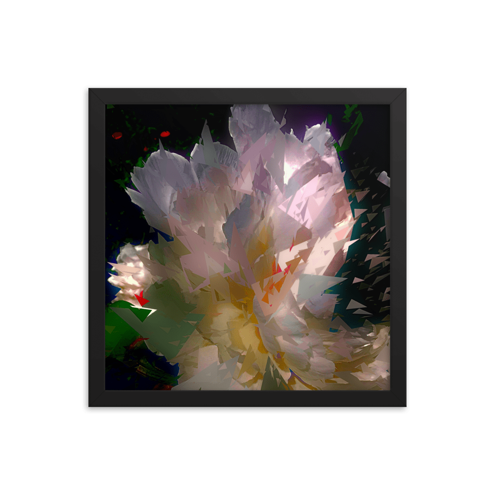 White Peony on a Dark Background dramatic floral painting wall art- Barulins.shop