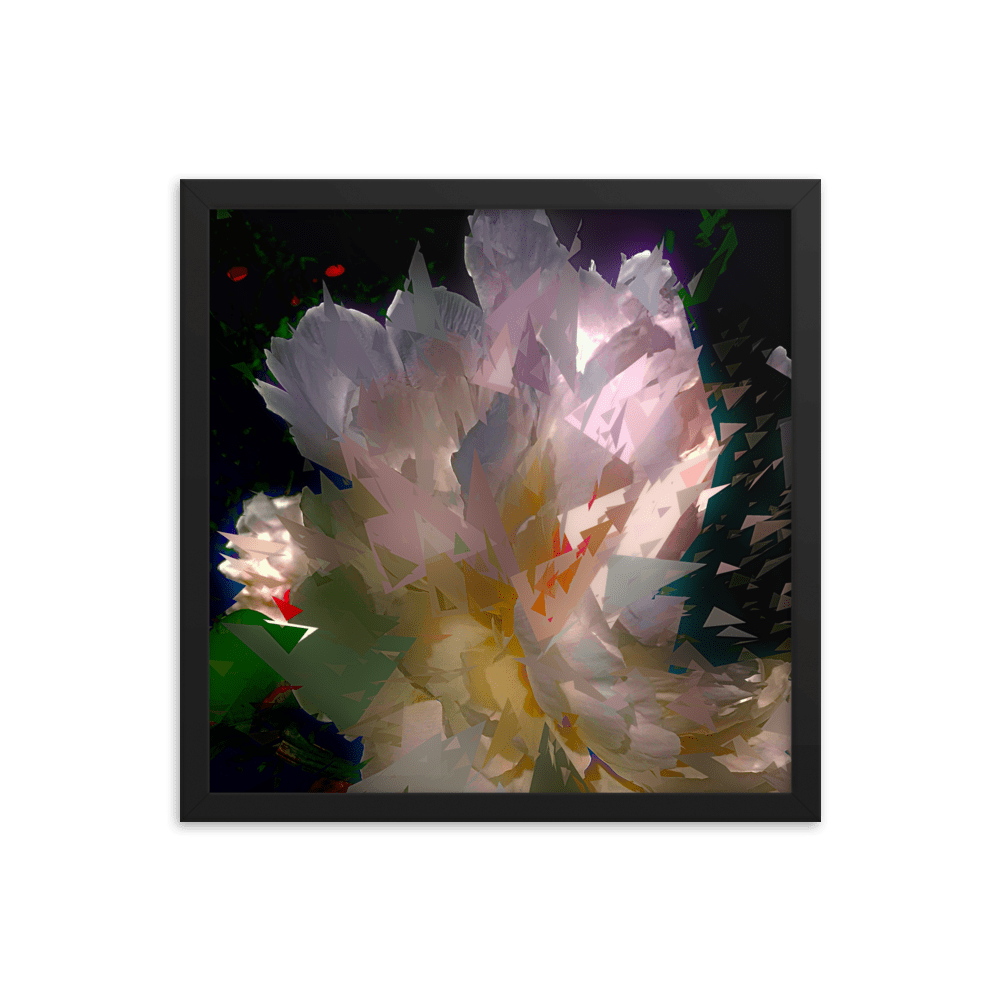 White Peony on a Dark Background dramatic floral painting wall art- Barulins.shop