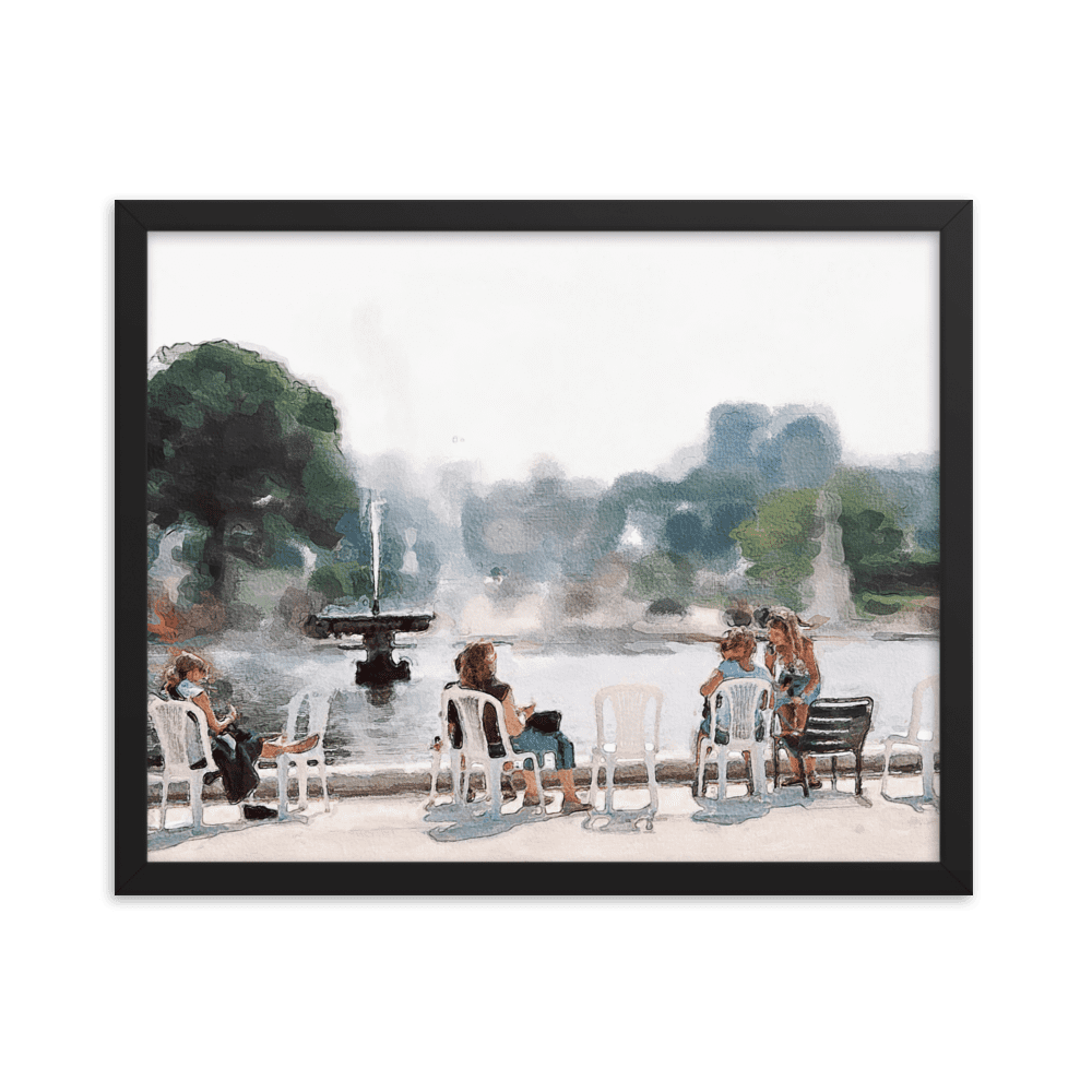 Le Jardin des Tuileries Hot June watercolor Paris garden wall art- Barulins.shop