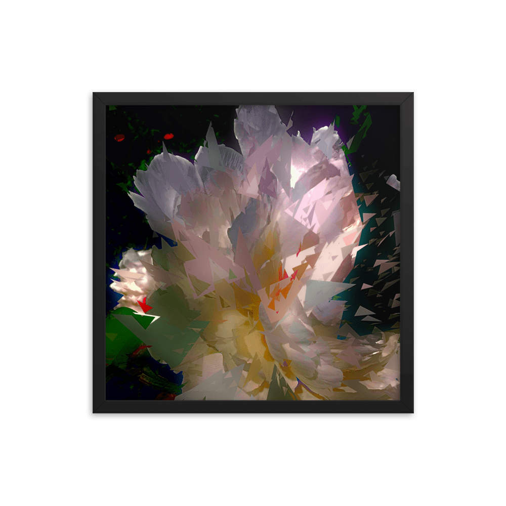 White Peony on a Dark Background dramatic floral painting wall art- Barulins.shop