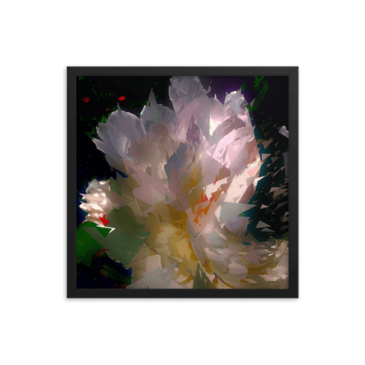 White Peony on a Dark Background dramatic floral painting wall art- Barulins.shop