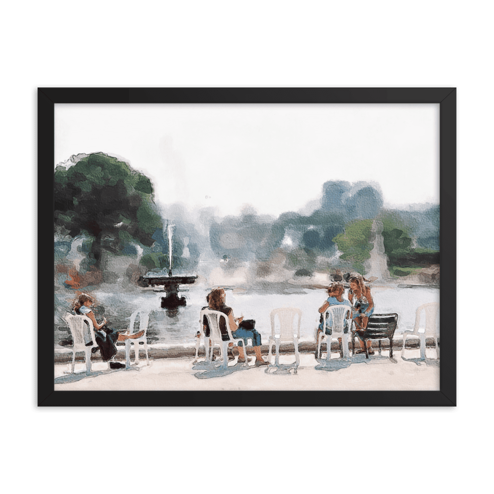 Le Jardin des Tuileries Hot June watercolor Paris garden wall art- Barulins.shop