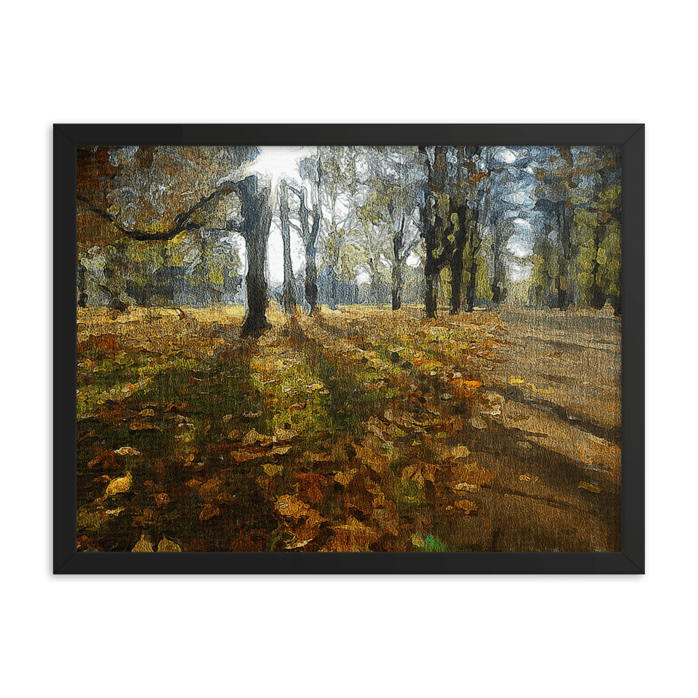 A Sunny Fall Day in the Park autumn landscape warm tones wall art- Barulins.shop