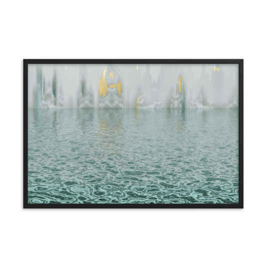 The Town in the Mist moody misty town landscape wall art- Barulins.shop