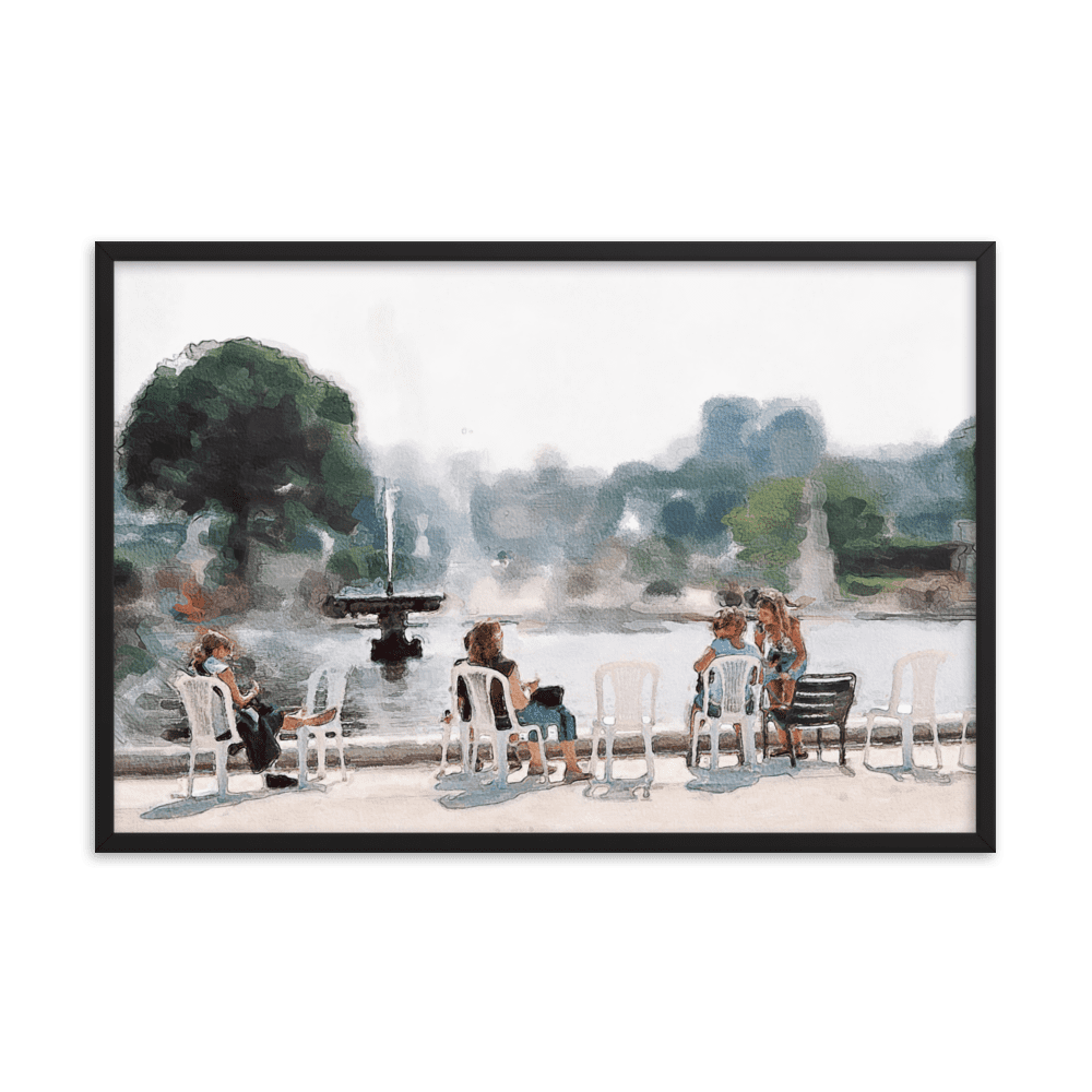 Le Jardin des Tuileries Hot June watercolor Paris garden wall art- Barulins.shop