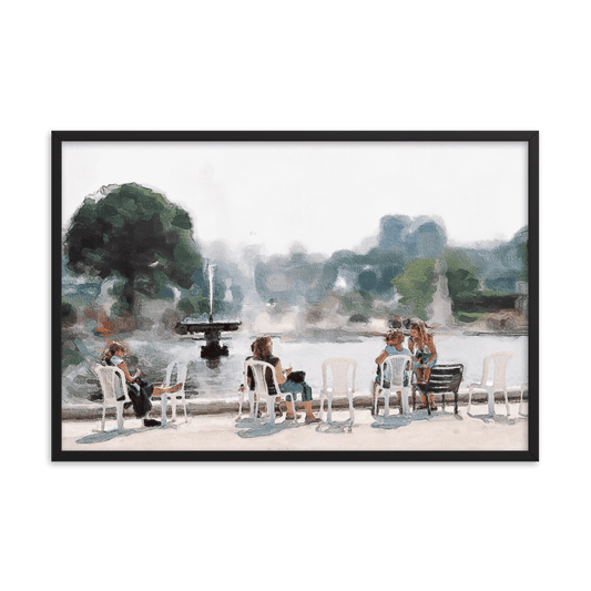Le Jardin des Tuileries Hot June watercolor Paris garden wall art- Barulins.shop