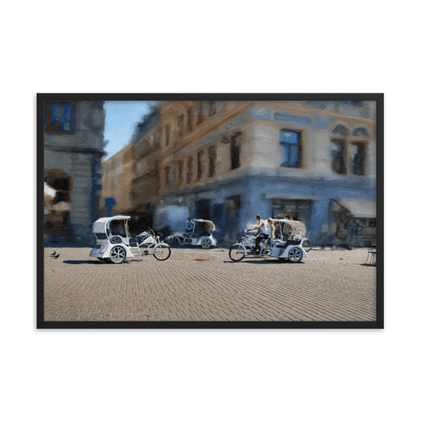 Bicycle rickshaws. Theater Square.