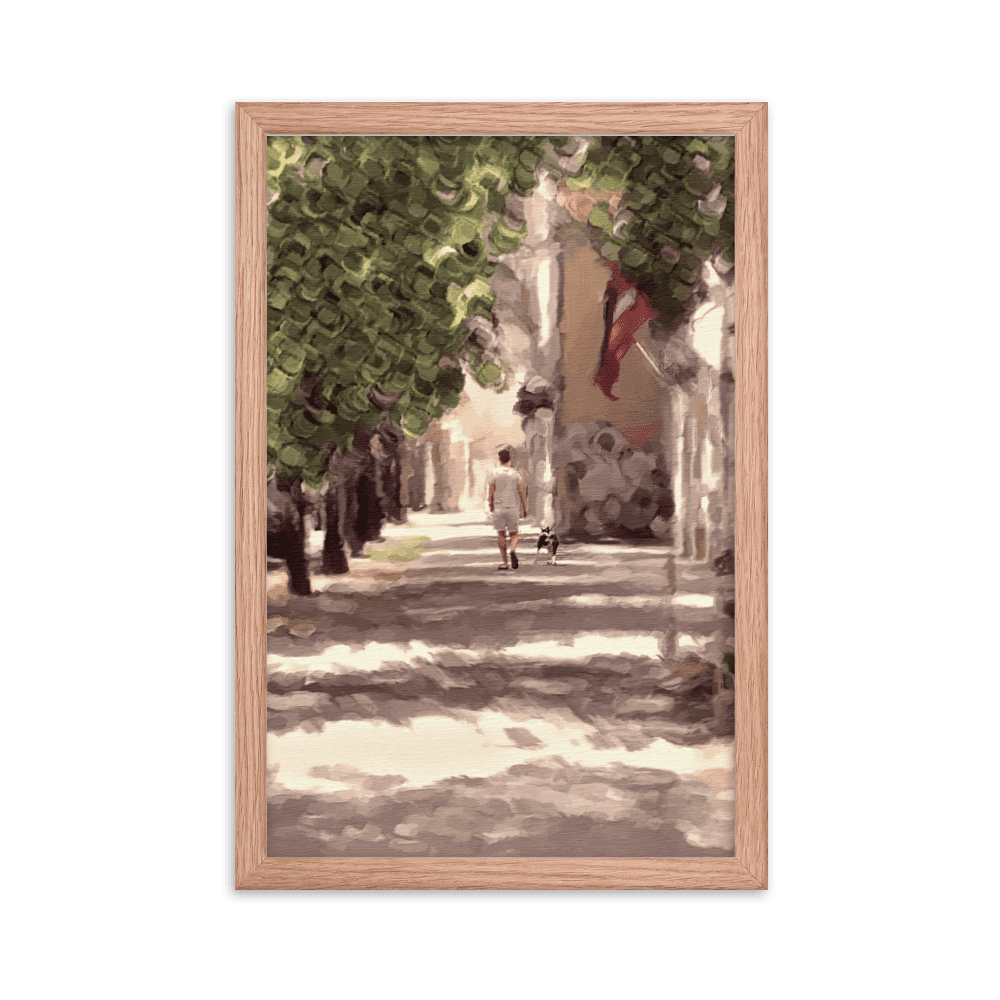 Man with a Dog impressionist summer green wall art- Barulins.shop