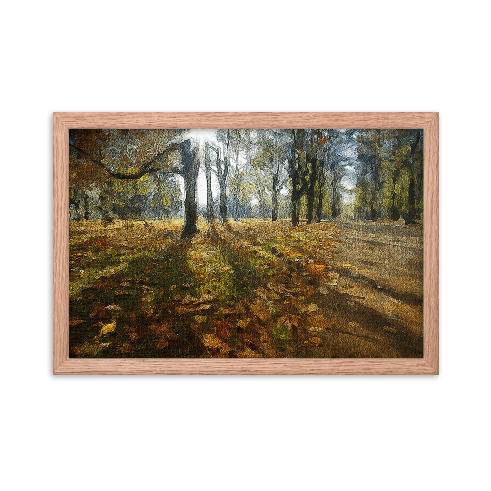 A Sunny Fall Day in the Park autumn landscape warm tones wall art- Barulins.shop