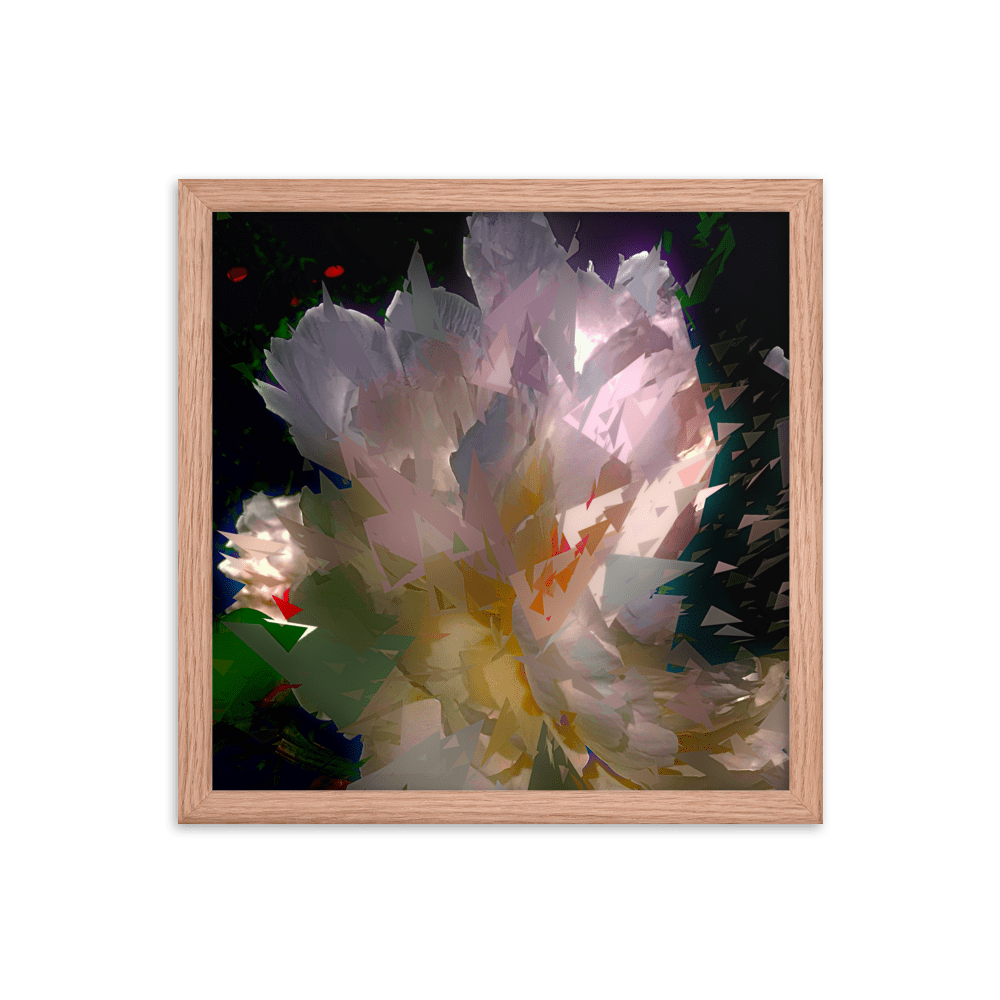 White Peony on a Dark Background dramatic floral painting wall art- Barulins.shop