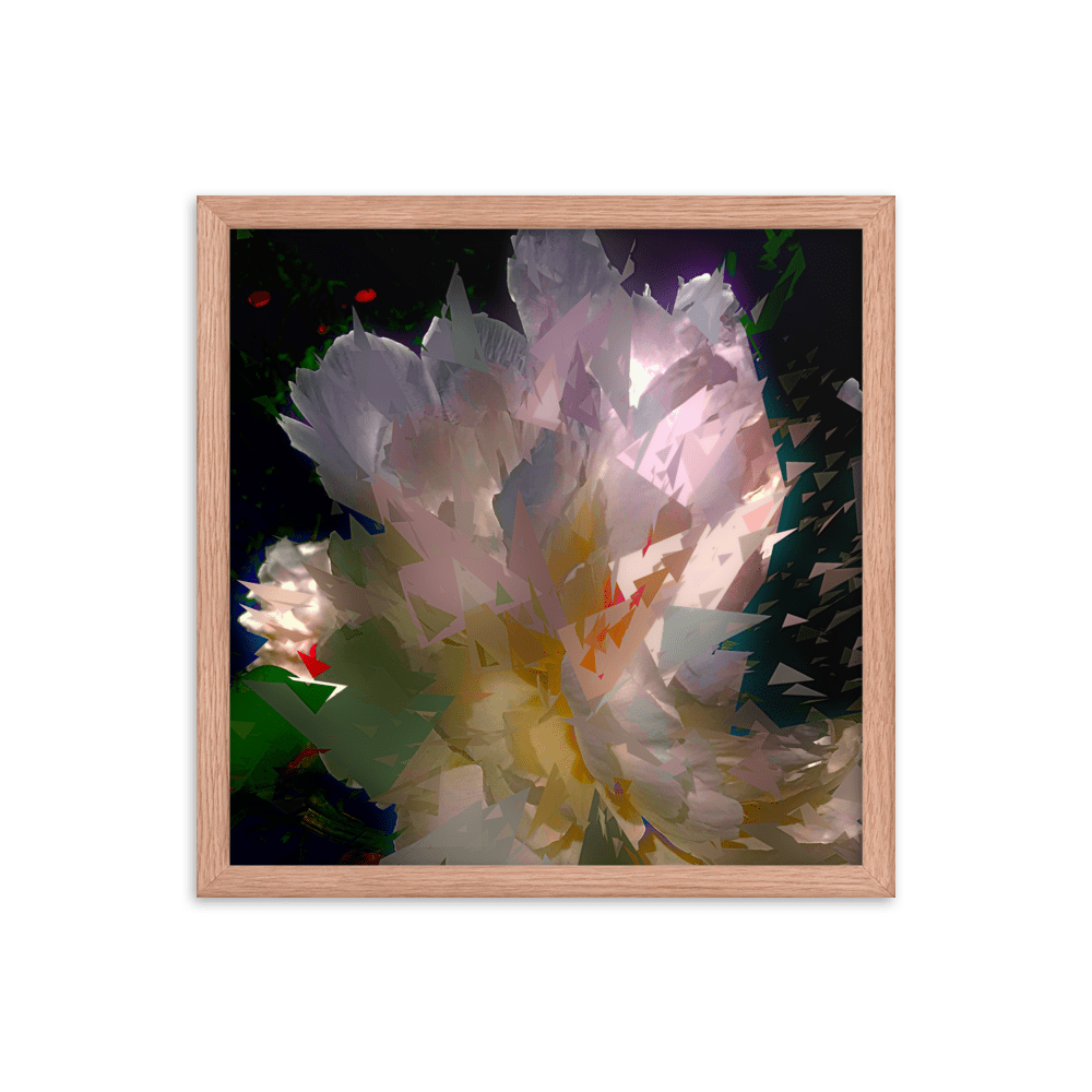 White Peony on a Dark Background dramatic floral painting wall art- Barulins.shop