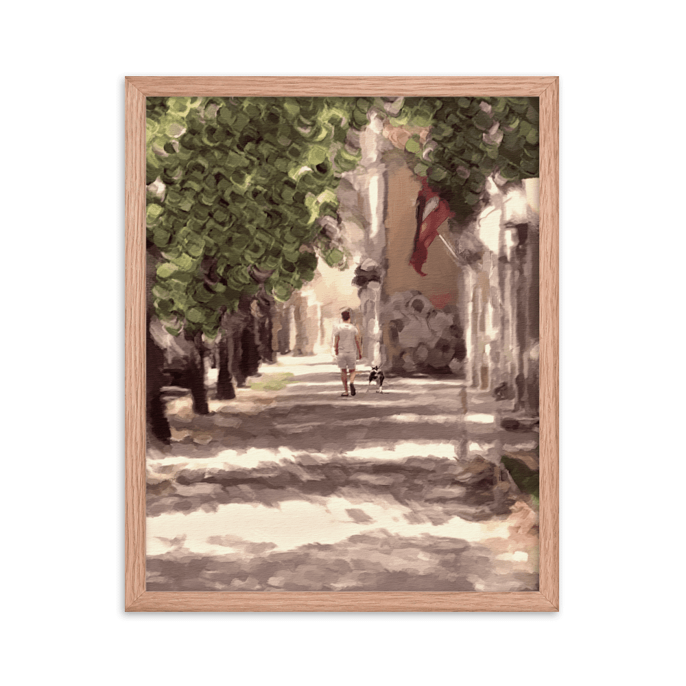 Man with a Dog impressionist summer green wall art- Barulins.shop