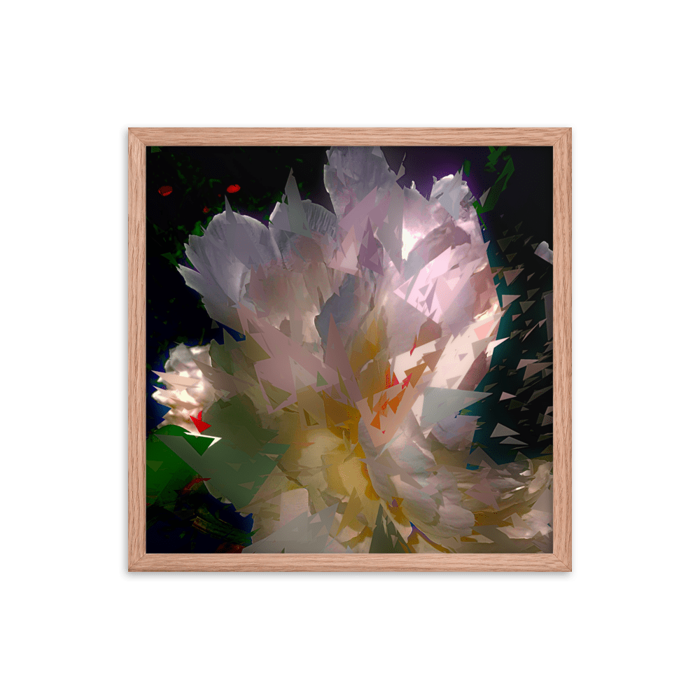 White Peony on a Dark Background dramatic floral painting wall art- Barulins.shop