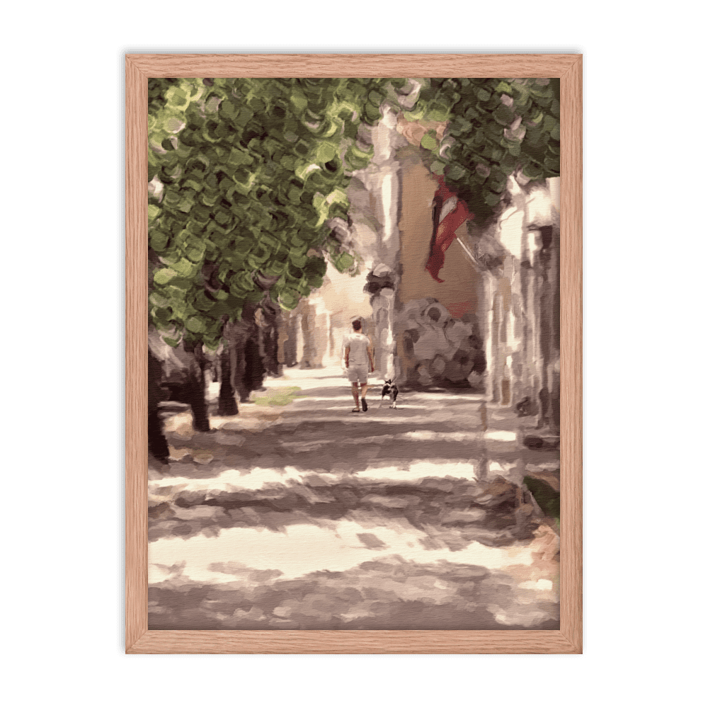 Man with a Dog impressionist summer green wall art- Barulins.shop