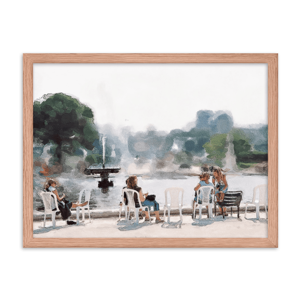 Le Jardin des Tuileries Hot June watercolor Paris garden wall art- Barulins.shop