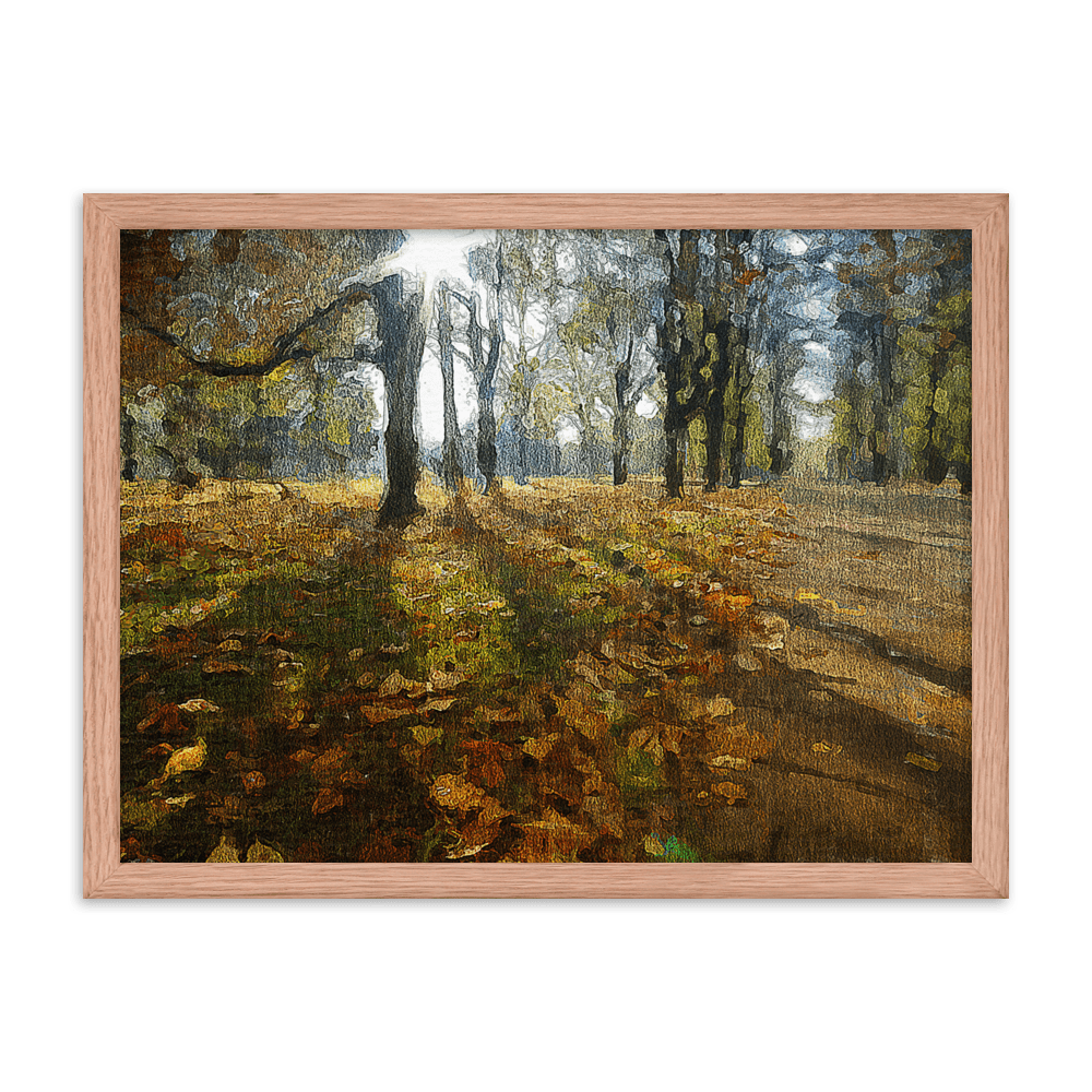 A Sunny Fall Day in the Park autumn landscape warm tones wall art- Barulins.shop