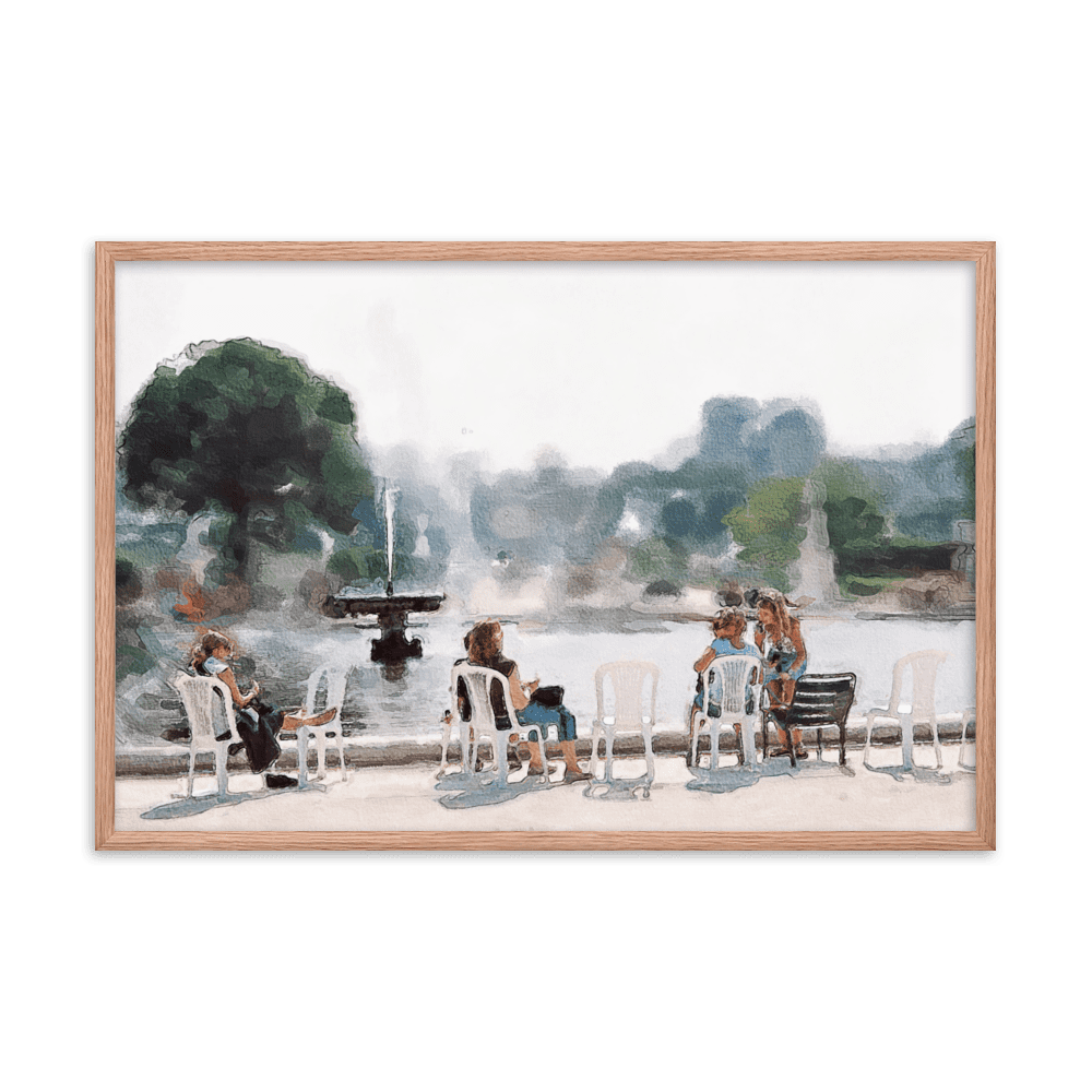 Le Jardin des Tuileries Hot June watercolor Paris garden wall art- Barulins.shop