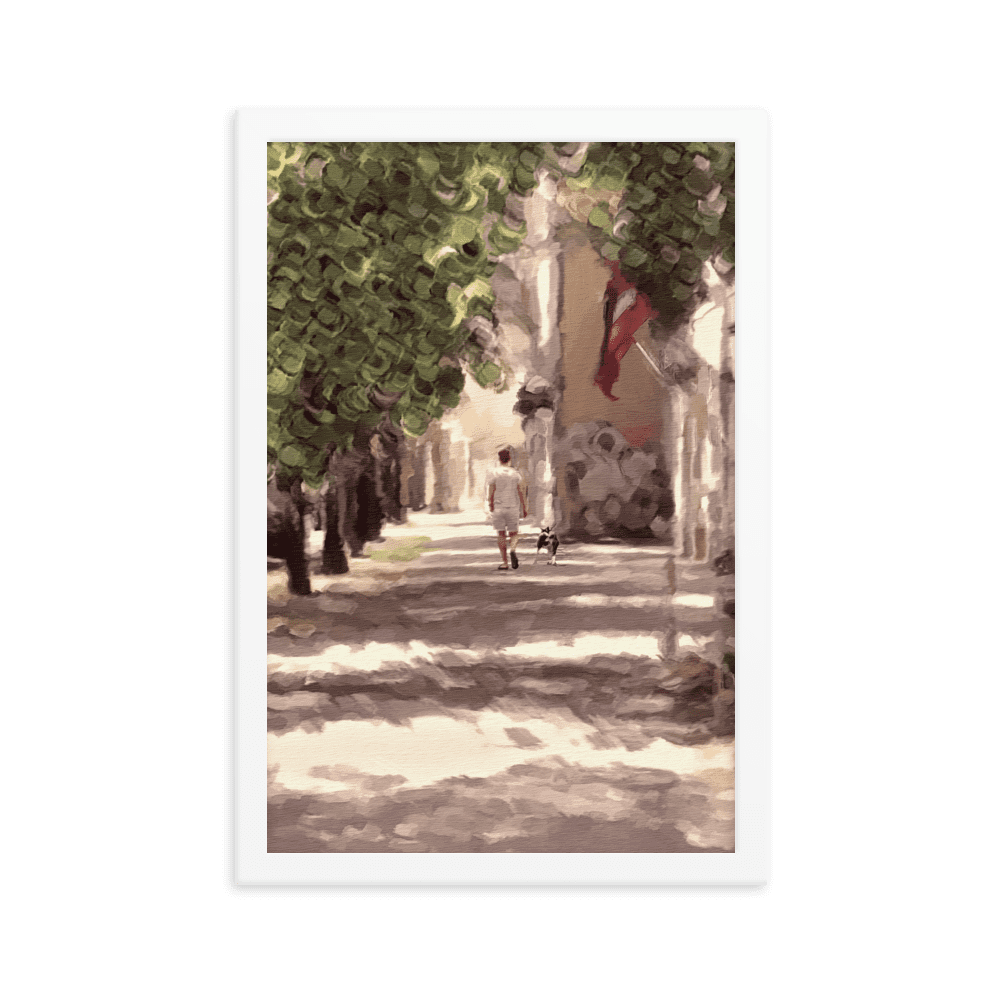 Man with a Dog impressionist summer green wall art- Barulins.shop