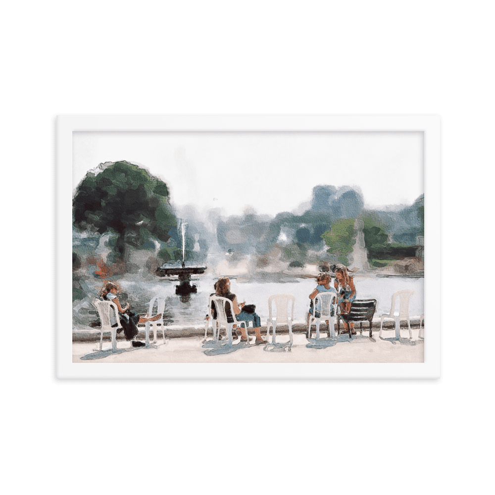 Le Jardin des Tuileries Hot June watercolor Paris garden wall art- Barulins.shop