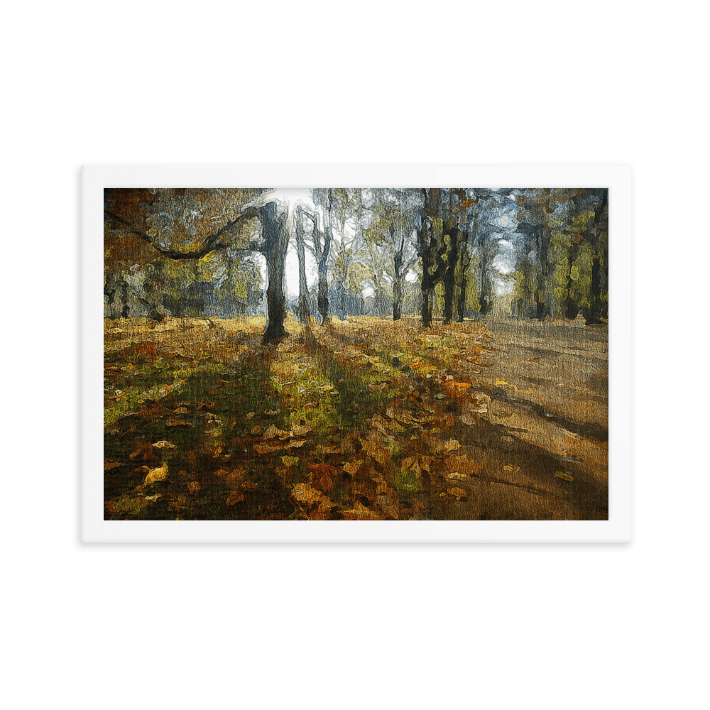 A Sunny Fall Day in the Park autumn landscape warm tones wall art- Barulins.shop