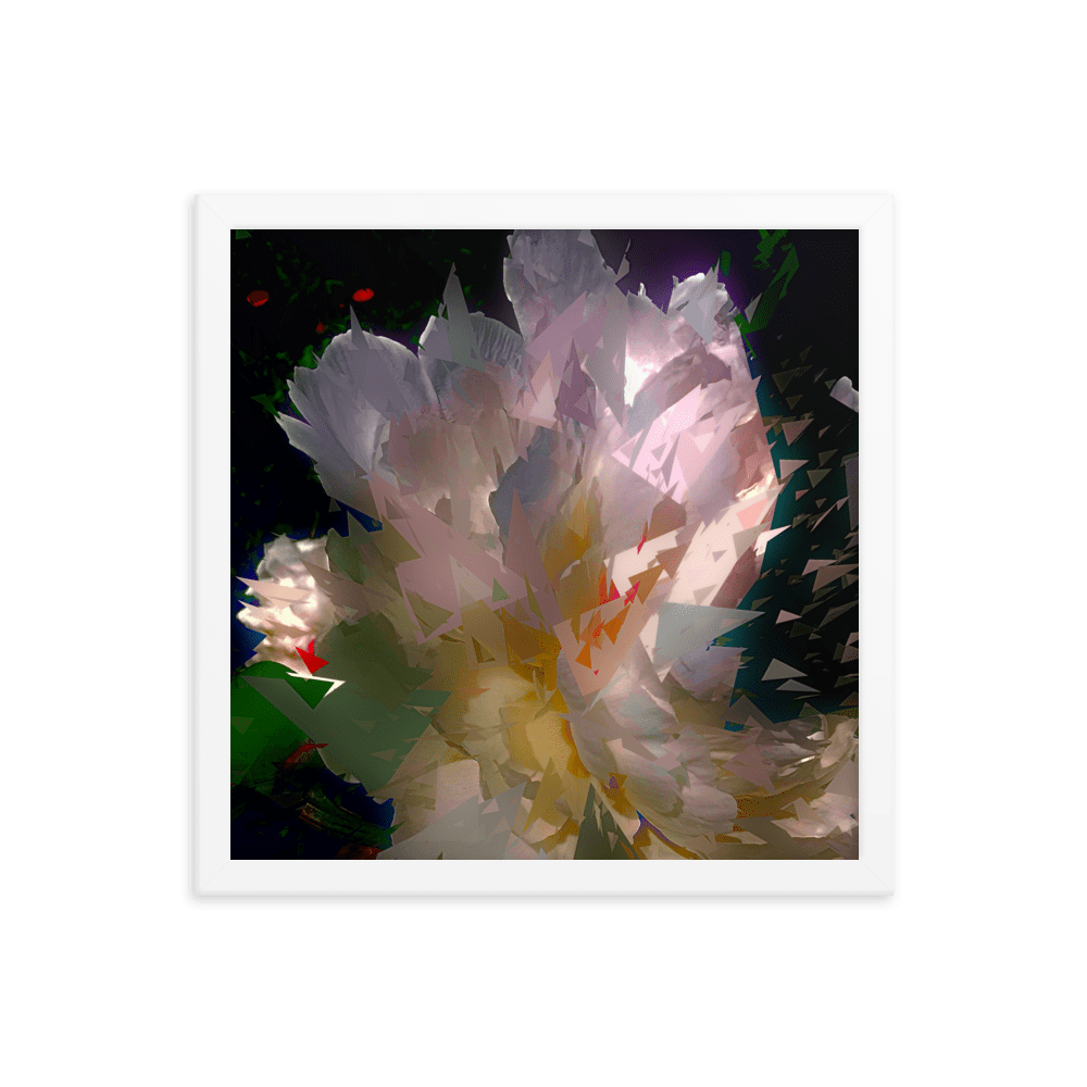 White Peony on a Dark Background dramatic floral painting wall art- Barulins.shop