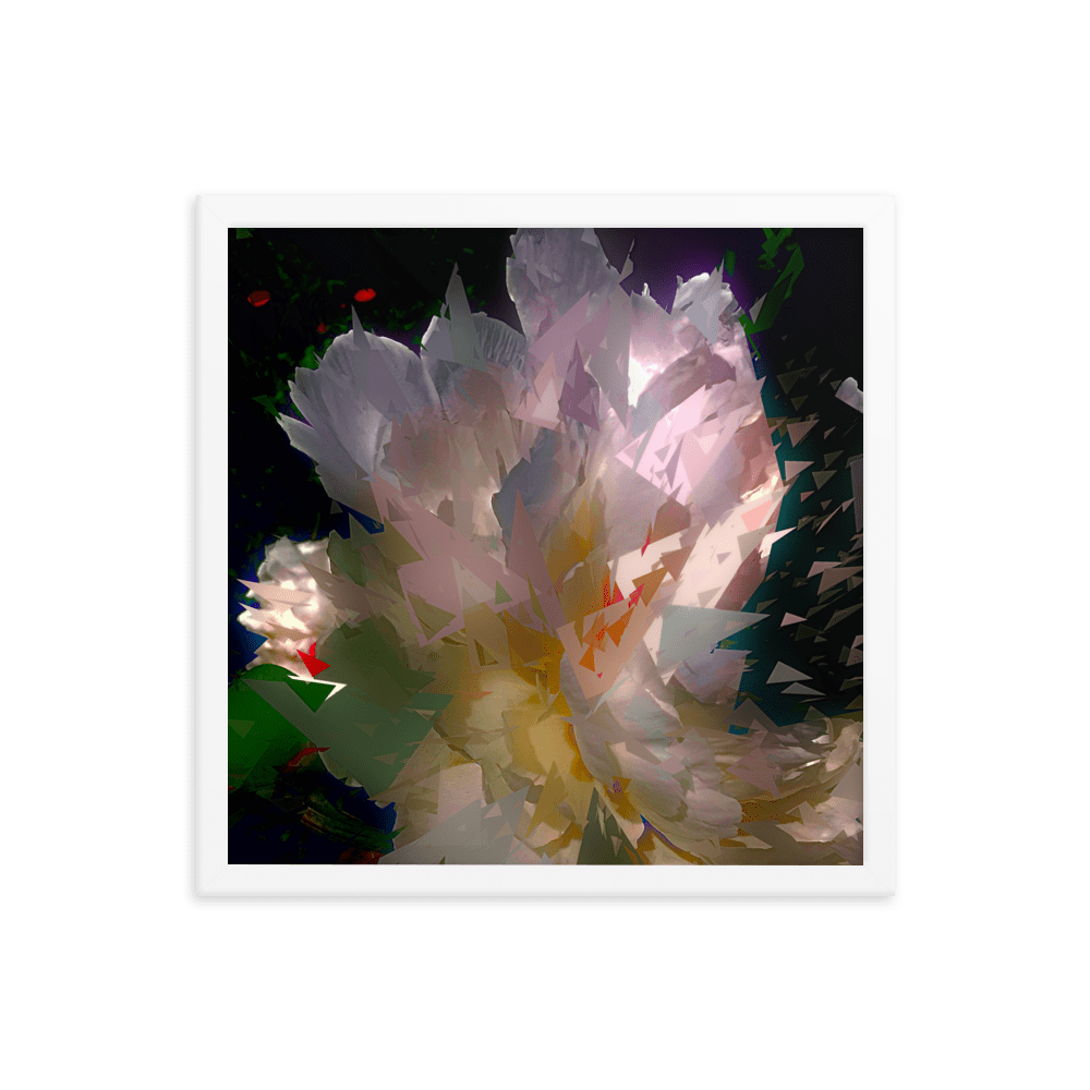 White Peony on a Dark Background dramatic floral painting wall art- Barulins.shop