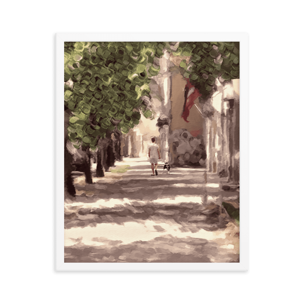 Man with a Dog impressionist summer green wall art- Barulins.shop