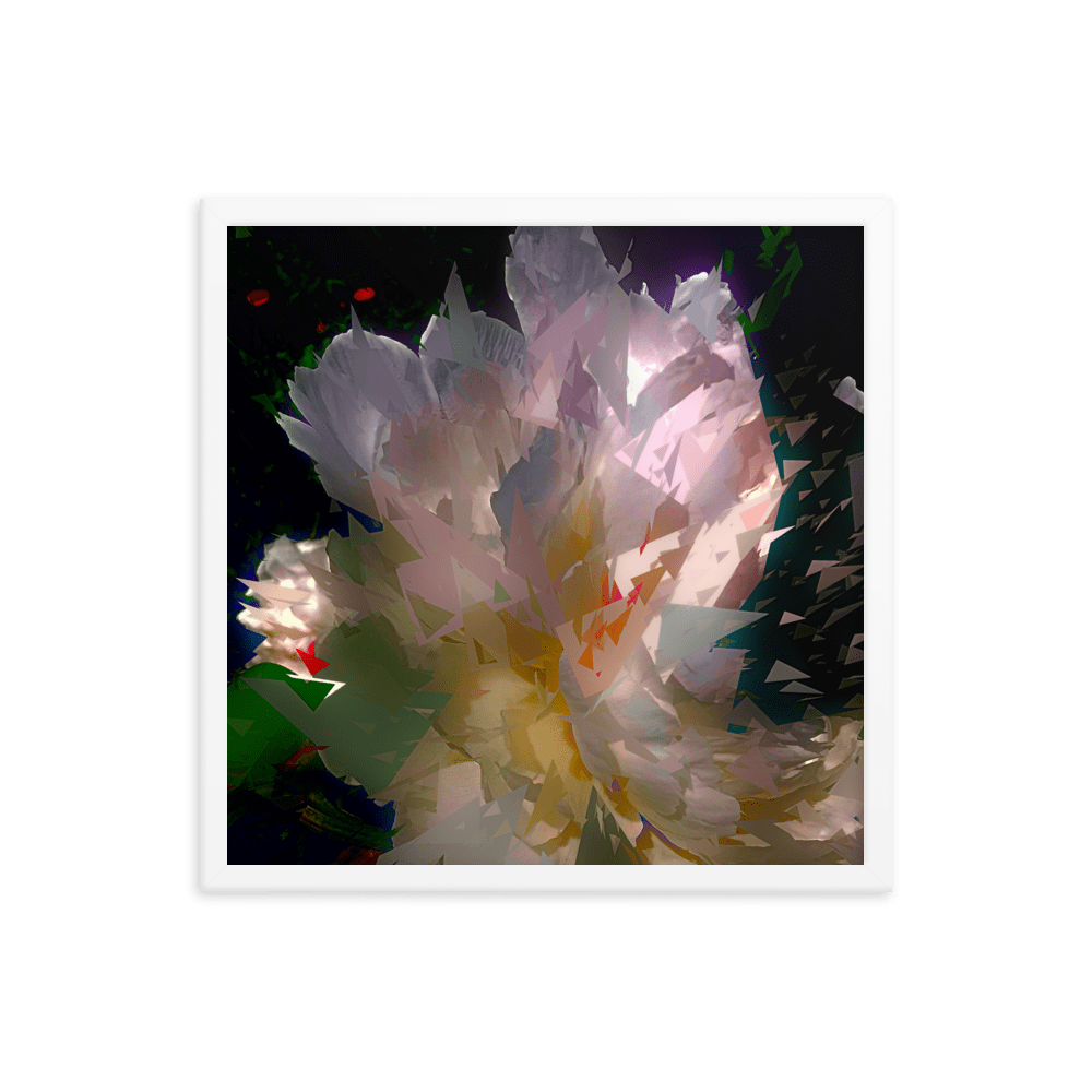 White Peony on a Dark Background dramatic floral painting wall art- Barulins.shop