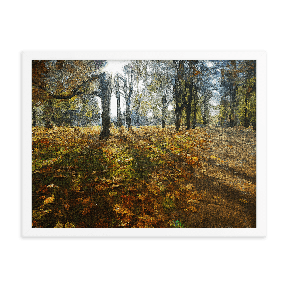 A Sunny Fall Day in the Park autumn landscape warm tones wall art- Barulins.shop