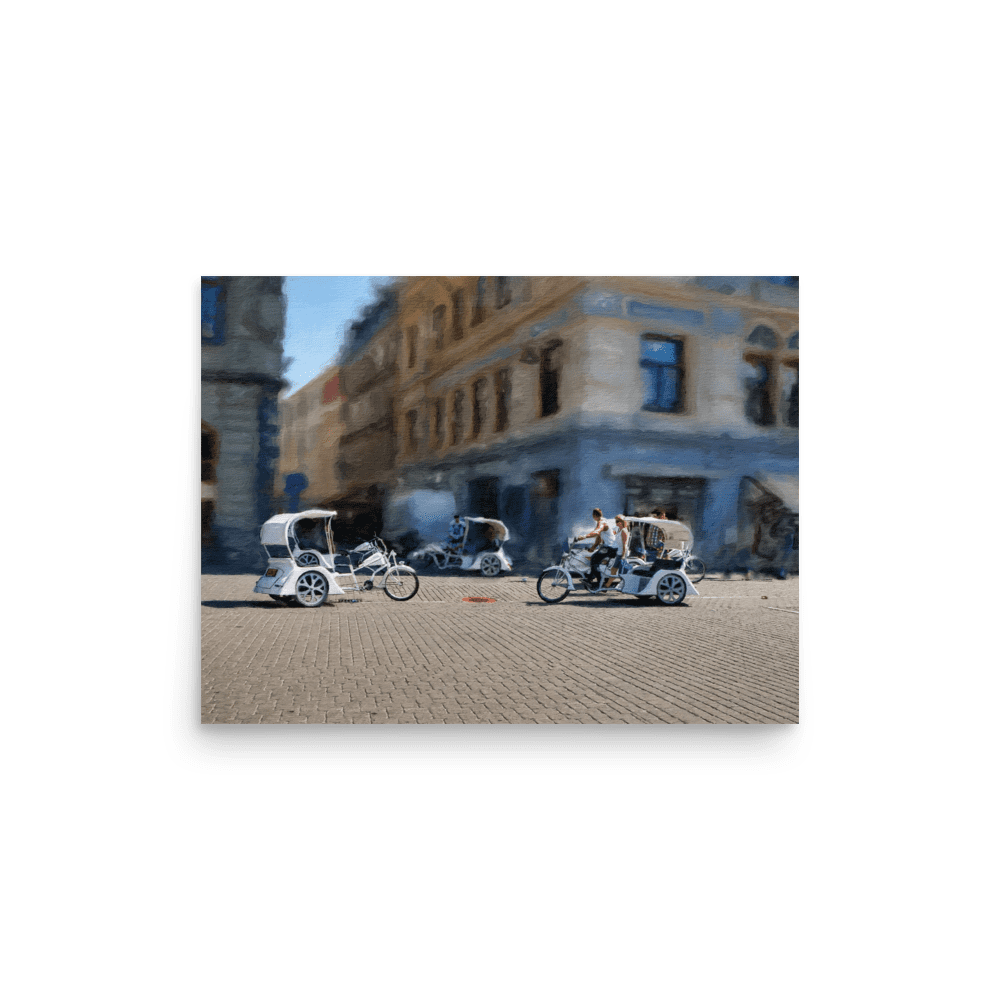 Bicycle Rickshaws Theater Square urban cityscape wall art- Barulins.shop
