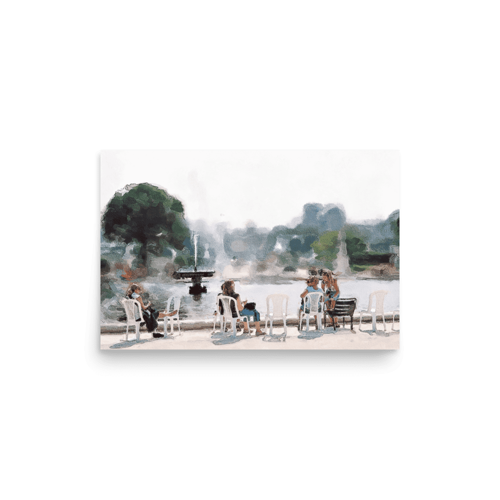 Le Jardin des Tuileries Hot June watercolor Paris garden wall art- Barulins.shop