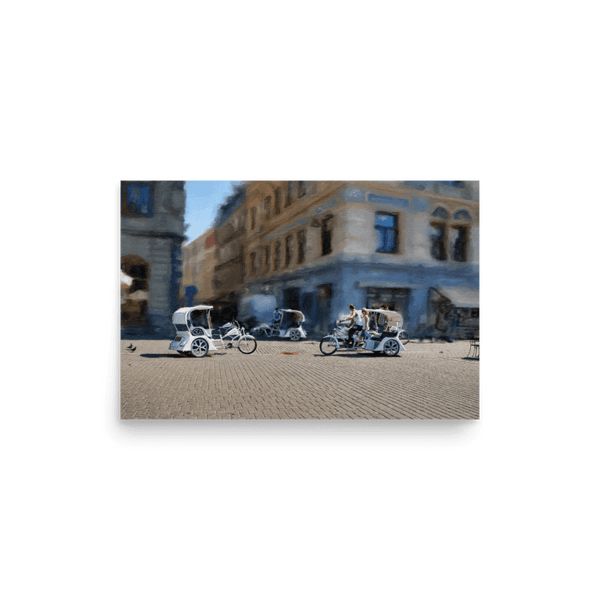 Bicycle rickshaws. Theater Square.