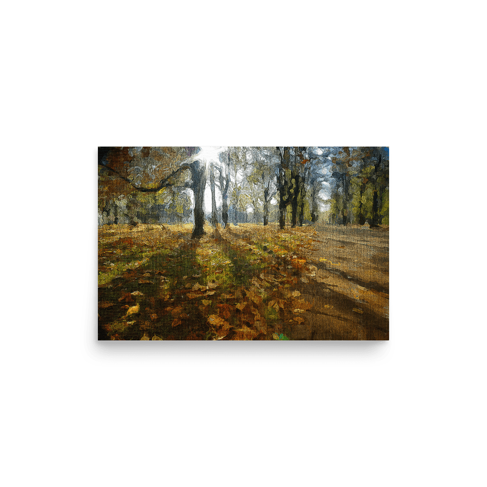 A Sunny Fall Day in the Park autumn landscape warm tones wall art- Barulins.shop