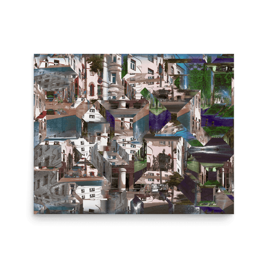 Facets of the City cubist urban geometric wall art- Barulins.shop