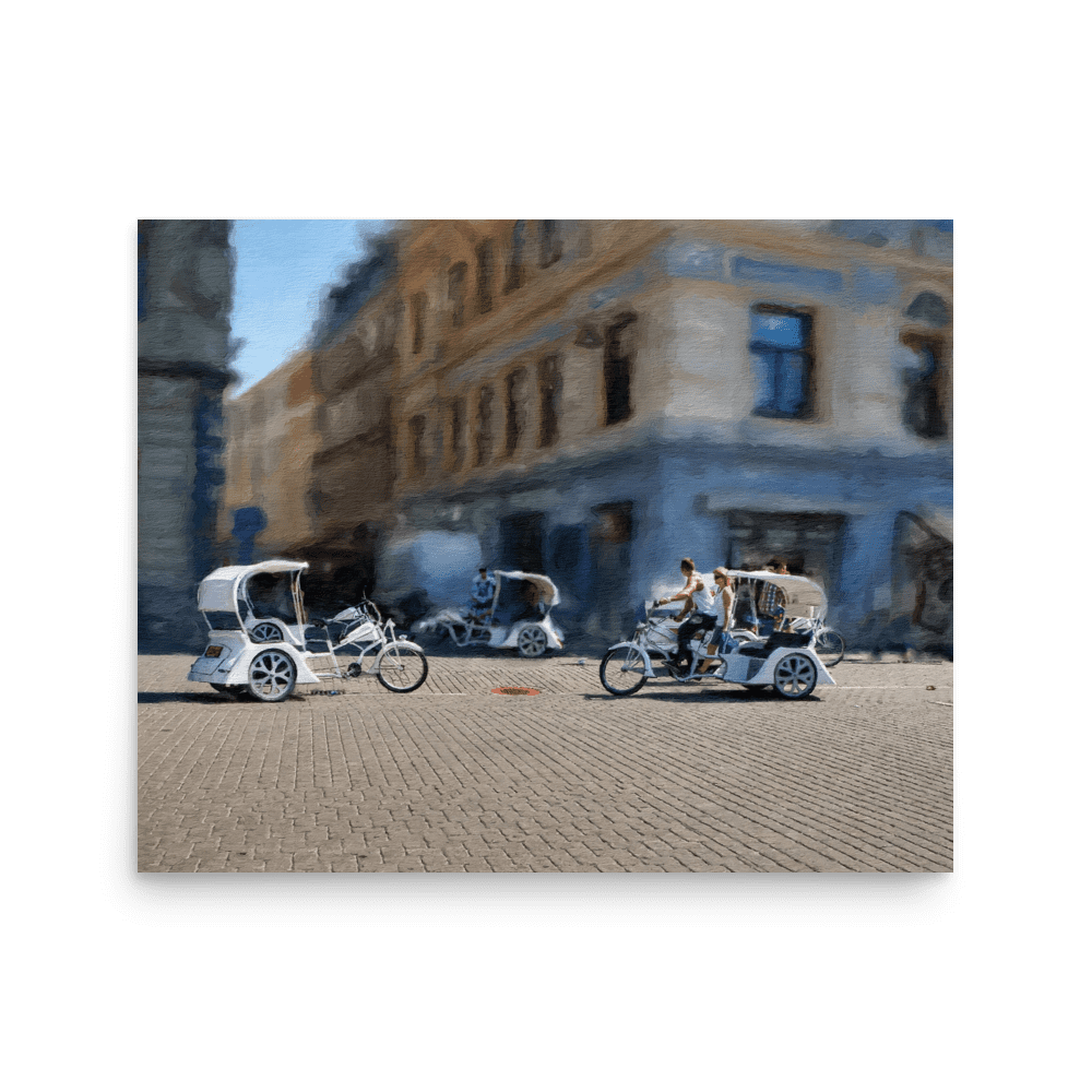 Bicycle Rickshaws Theater Square urban cityscape wall art- Barulins.shop
