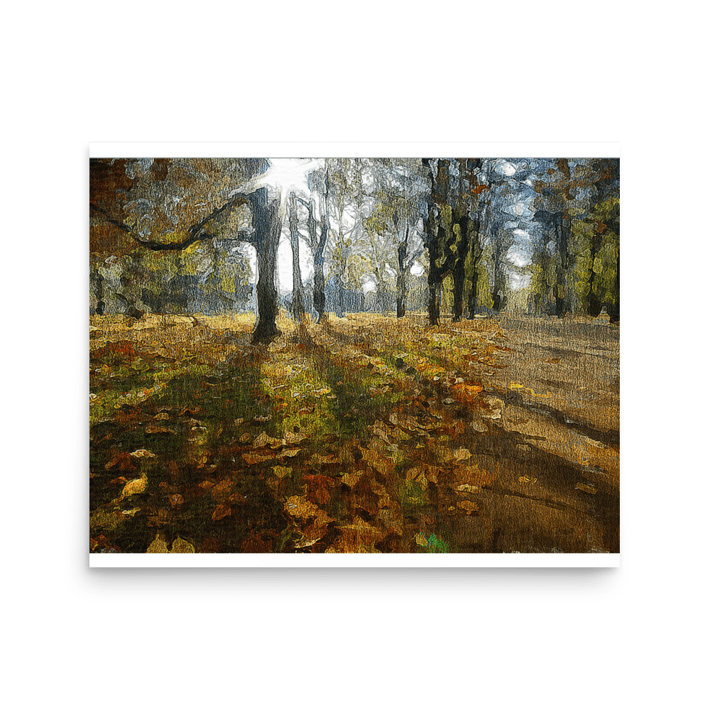 A Sunny Fall Day in the Park autumn landscape warm tones wall art- Barulins.shop