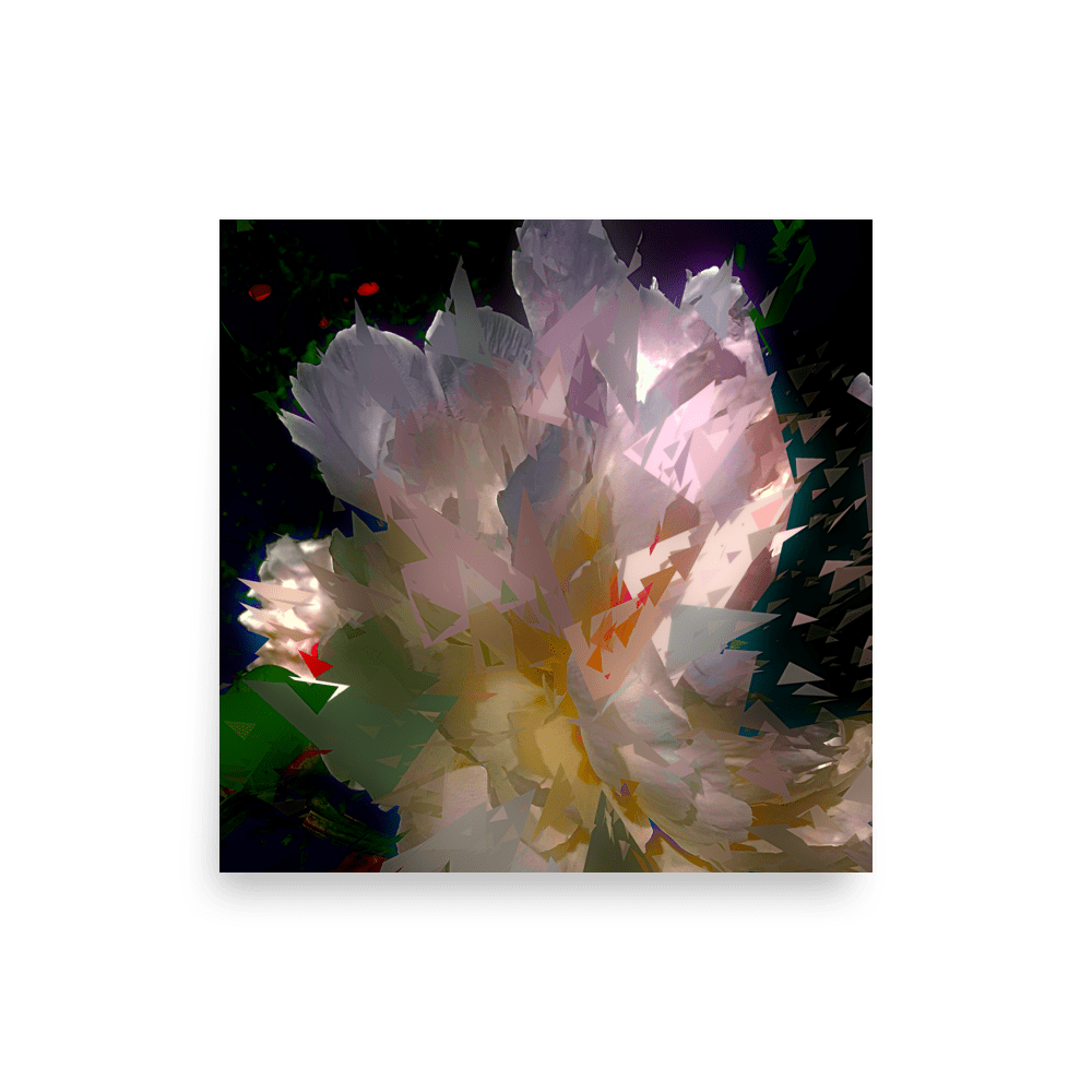 White Peony on a Dark Background dramatic floral painting wall art- Barulins.shop