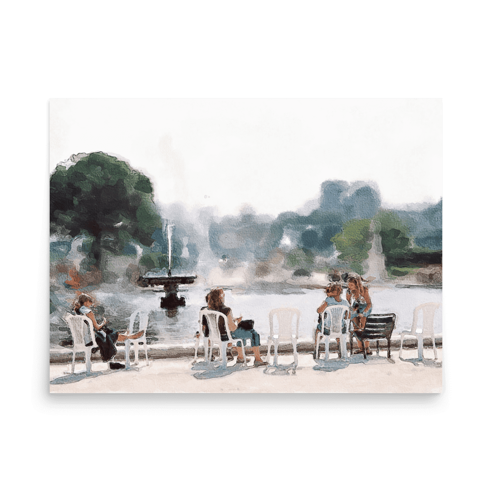 Le Jardin des Tuileries Hot June watercolor Paris garden wall art- Barulins.shop
