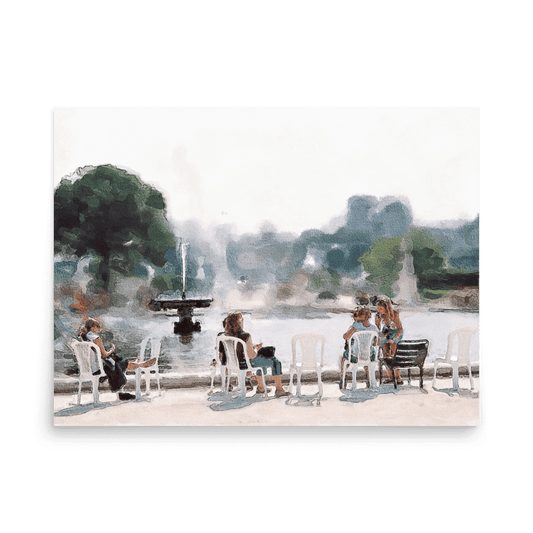 Le Jardin des Tuileries Hot June watercolor Paris garden wall art- Barulins.shop
