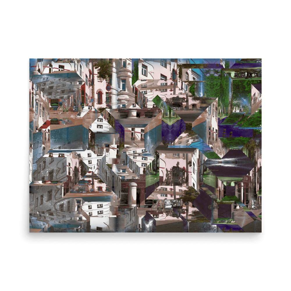 Facets of the City cubist urban geometric wall art- Barulins.shop