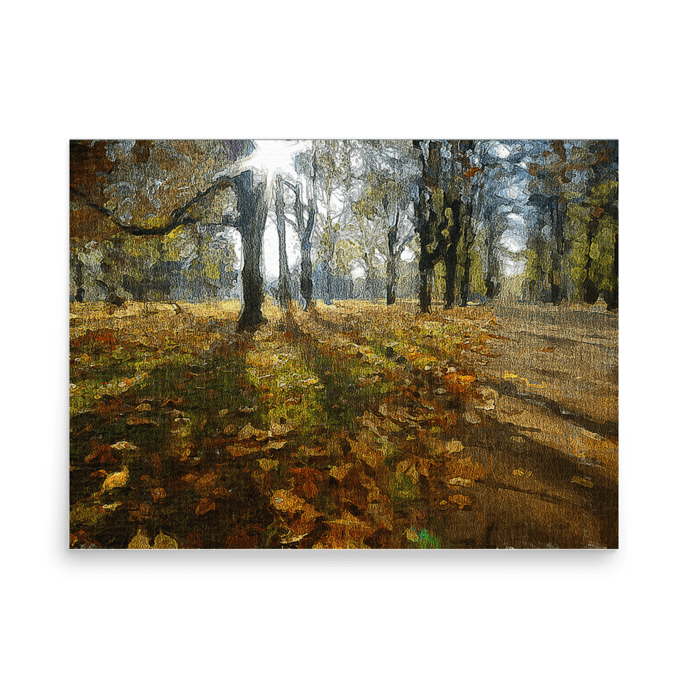 A Sunny Fall Day in the Park autumn landscape warm tones wall art- Barulins.shop