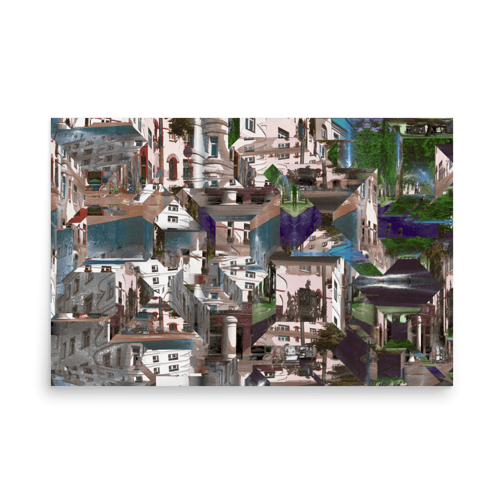 Facets of the City cubist urban geometric wall art- Barulins.shop