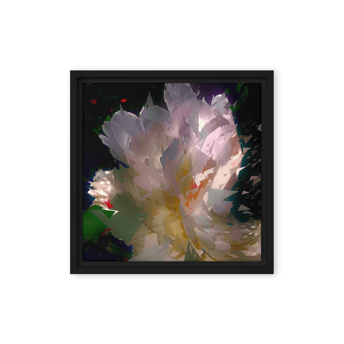 White Peony on a Dark Background dramatic floral painting wall art- Barulins.shop